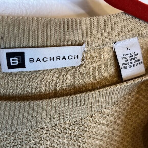 Bachrach Mens Beige Silk Blend Crewneck Knit Sweater Size Large - Picture 4 of 10